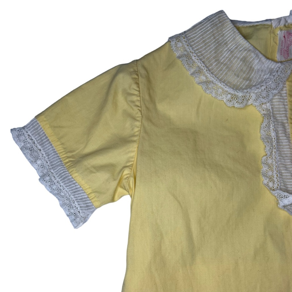 Miss L. Brogan Inc. New York Vintage Yellow Lace Cotton Romper Pearl Button Snap - Picture 6 of 15